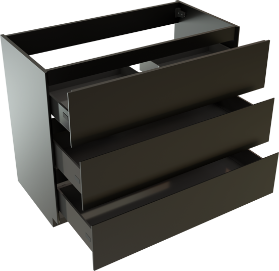 Storke Edge meuble sous-vasque a poser 105 x 52 cm noir mat 3 tiroirs
