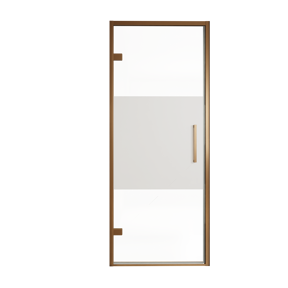 Balmani Senses Design douche draaideur links 90 cm x 210 cm Helder glas met matte strook, Brushed Rosegold profielen