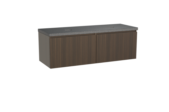Balmani Sfera meuble salle de bains suspendu 150 x 55 cm eucalyptus avec Rock tablette double en granit noir