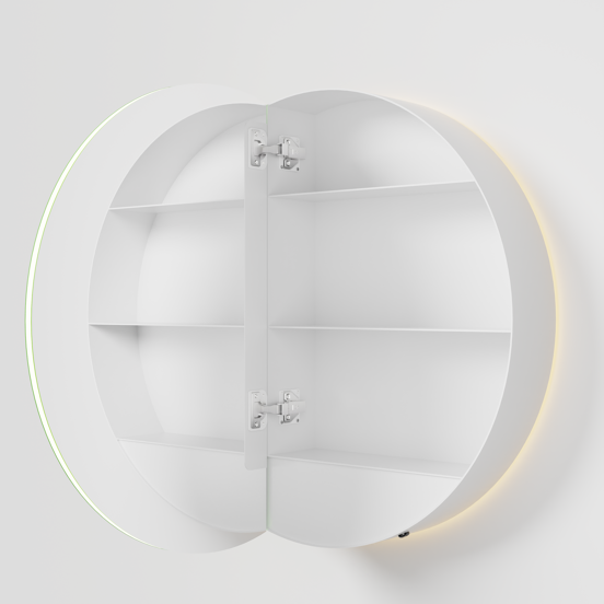 Balmani Mara spiegelkast Rond Ø 70 mat wit met spiegelverlichting en anti-damp