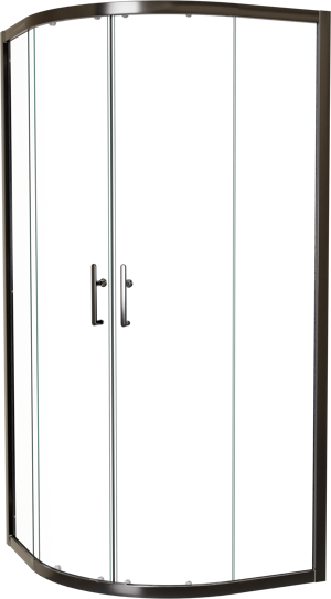 Linie Cadiz Eckdusche mit Eckeinstieg und 2 Schiebetüren Viertelkreis 90 x 90 cm Klarglas gebürstet Chrom Profil