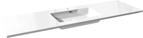 Storke Diva enkele wastafel glanzend composiet marmer 165 x 52 cm