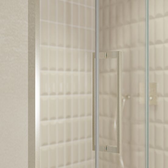Balmani Senses Design douche draaideur rechts 140 cm x 210 cm Helder glas, Brushed CoolMetal profielen