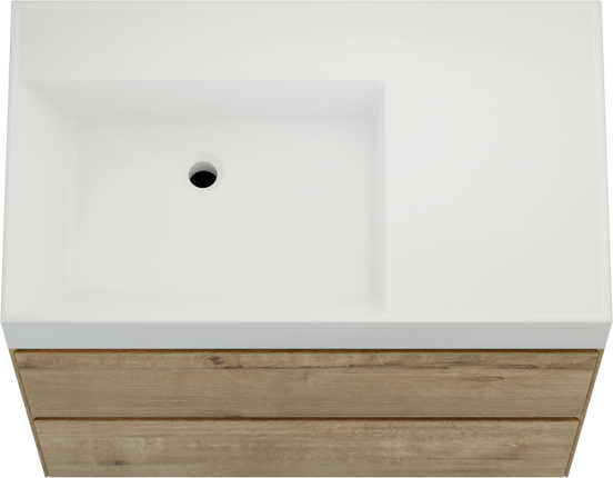 Balmani Mitra Compact zwevend badkamermeubel 60 x 46 cm Amerikaanse notelaar met Argila asymmetrisch rechtse wastafel in composietmarmer glanzend wit