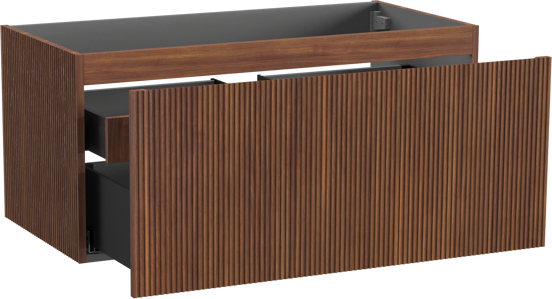 Storke Ribs meuble sous-vasque suspendu 105 x 52 cm noyer 2 tiroirs