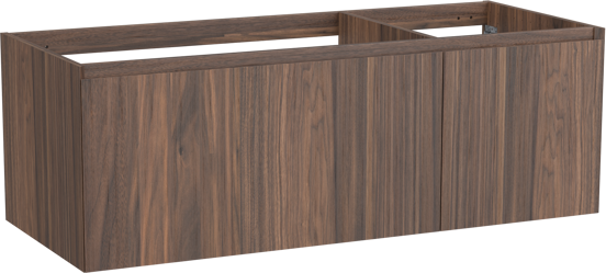 Balmani Idra zwevende wastafelonderkast 135 x 55 cm asymmetrisch links fineer notelaar 4 lades