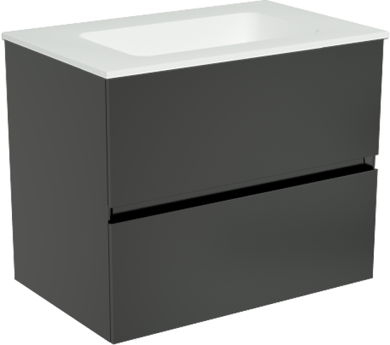 Storke Edge meuble salle de bains suspendu 60 x 40 cm noir mat avec Mata plan simple en solid surface blanc mat