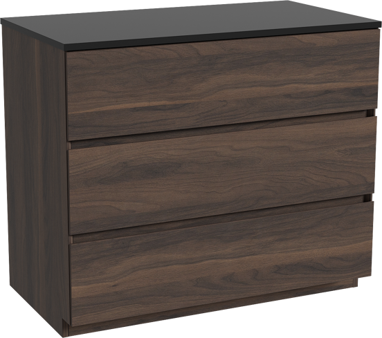 Storke Edge freistehendes Möbelstück Set: 95 x 52 cm, Nussbaum, mit Panton Einzel Waschtischplatte, Pulverbeschichtetes MDF Schwarz matt