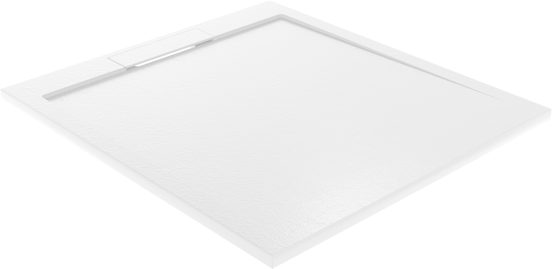 Balmani Indus Duschwanne: 100 x 90 cm, Marmorkomposit, Weiße Schieferstruktur, matt