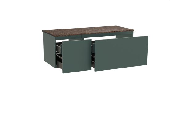 Balmani Sfera meuble salle de bains suspendu 135 x 55 cm forest avec Stretto tablette simple ou double en marbre dark emperador