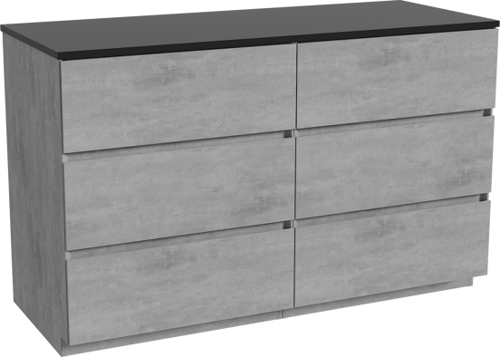 Storke Edge staand badmeubel 130 x 52 cm beton donkergrijs met Panton enkel of dubbel wastafelblad in gepoedercoate mdf mat zwart