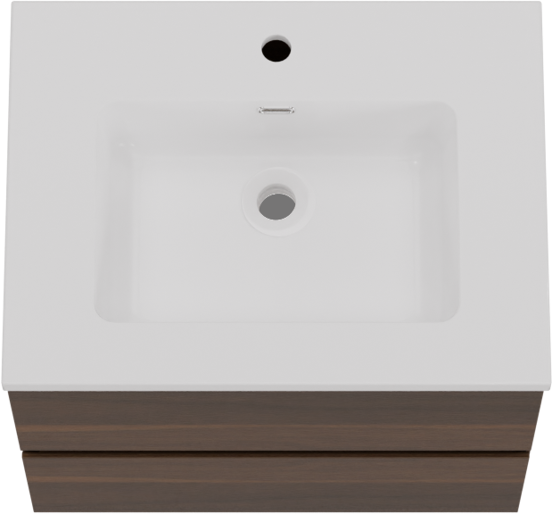 Storke Edge meuble salle de bains suspendu 60 x 46 cm noyer avec Diva plan simple en marbre composite blanc brillant