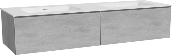 Storke Edge meuble salle de bains suspendu 170 x 52 cm béton gris foncé avec Mata double vasque en solid surface blanc mat