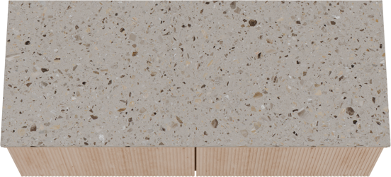 Balmani Forma meuble salle de bains suspendu 135 x 55 cm chêne naturel avec Stretto tablette simple ou double en terrazzo greige terrazzo, Nervure droite symétrique verticale