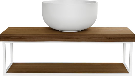 Balmani Life Edge Mini zwevend fonteintje 55 x 22,5 cm met Bowl in matte Solid Surface met witte frame