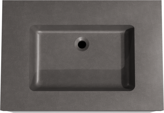 Storke Edge meuble salle de bains suspendu 75 x 52 cm béton gris foncé avec Scuro High plan simple en quartz noir mat