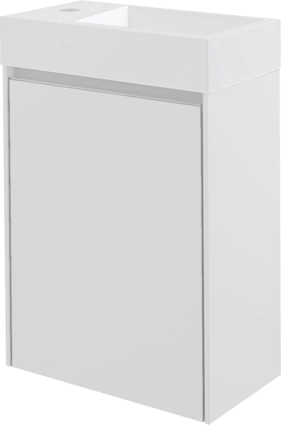 Storke Edge meuble wc suspendu 40 x 22 cm blanc mat avec Vida lavabo en marbre composite brillant