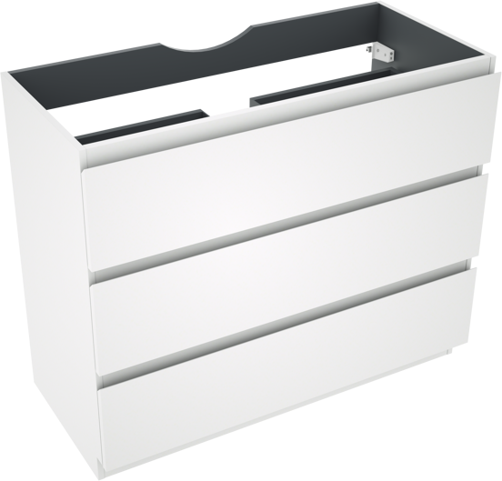 Linie Lado staande wastafelonderkast 100 x 46 cm mat wit 3 lades