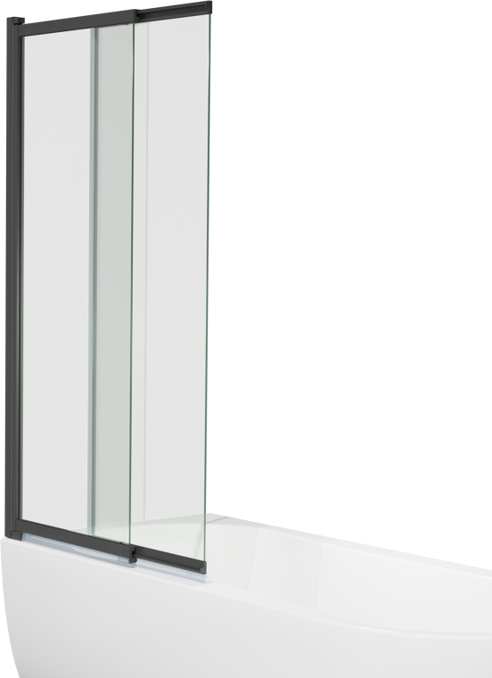 Luca Varess Vetras uitschuifbare badwand 100 cm helder glas mat zwart profiel