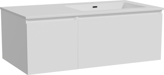 Storke Edge meuble salle de bains suspendu 100 x 52 cm blanc mat avec Diva vasque asymétrique droite en marbre composite blanc brillant