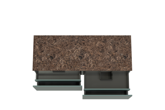 Balmani Sfera meuble salle de bains suspendu 150 x 55 cm forest avec Stretto tablette simple ou double en marbre dark emperador