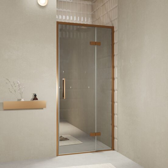 Balmani Senses Design porte pivotante à droite 100 cm x 210 cm verre Miroir Reflex, Profil Brushed Rosegold