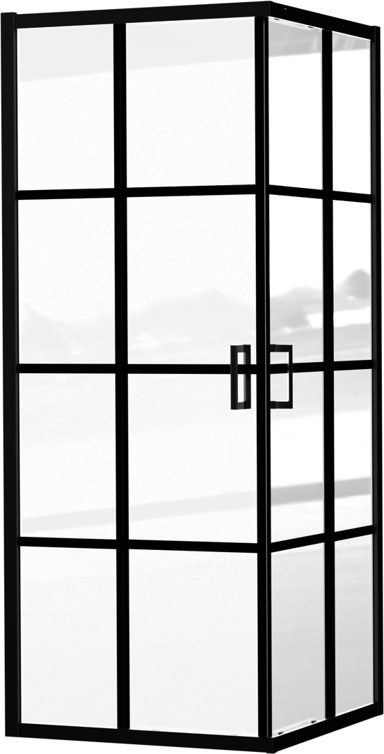 Luca Varess Vidor douchehoek met hoekinstap met 2 schuifdeuren 80 x 80 cm Square glas mat zwart profiel