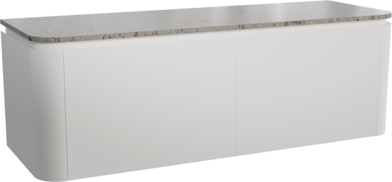Balmani Moon meuble salle de bains suspendu 160 x 55 cm blanc mat avec Moon tablette simple ou double en terrazzo greige terrazzo