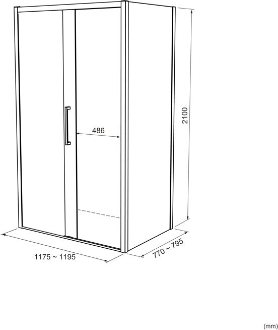 Balmani Senses Design douchehoek met linkse schuifdeur en vaste zijwand, 120 x 80 cm, Helder glas, Brushed GunMetal profielen