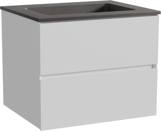 Storke Edge zwevend badmeubel 65 x 52 cm mat wit met Scuro enkele wastafel in kwarts mat zwart