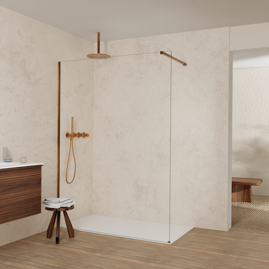 Balmani Modular douche à l'italienne: 150 x 200 cm, Verre transparent, Profil Brushed Rosegold