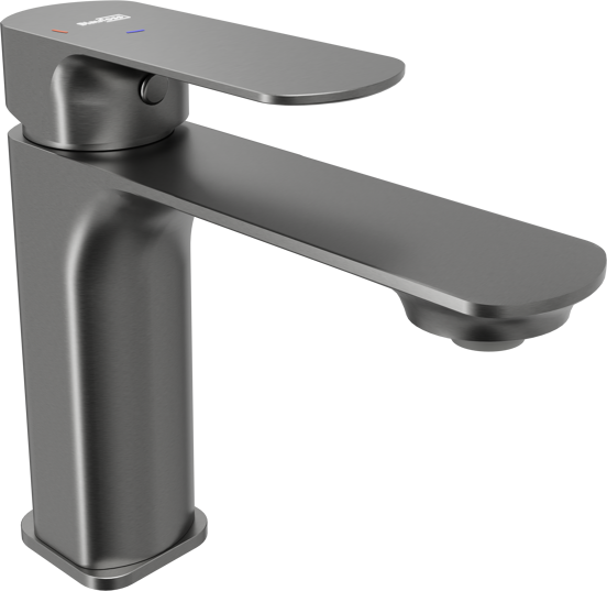 Blaufoss Bodan EcoStart standaard wastafelkraan brushed gunmetal