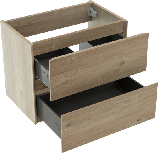 Storke Edge hängender Waschbeckenunterschrank: 60 x 40 cm, Eiche rustikal, 2 Schubladen