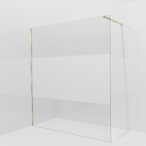 Balmani Modular douche à l'italienne: 180 x 200 cm, Verre transparent avec bande mate, avec coating, Profil Brushed Champagne Gold