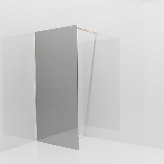 Balmani Modular Walk-In Dusche: 100 x 200 cm, Reflex-Spiegelglas, inklusive Coating, Profil Brushed Champagne Gold