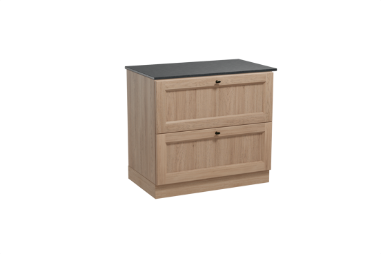 Balmani Lemon staand badkamermeubel 90 x 55 cm verweerde eik met Stretto enkel tablet in graniet zwart