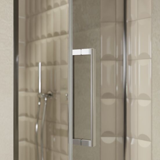 Balmani Senses Design porte pivotante à droite 90 cm x 210 cm verre Miroir Reflex, Profil chrome, coating inclus