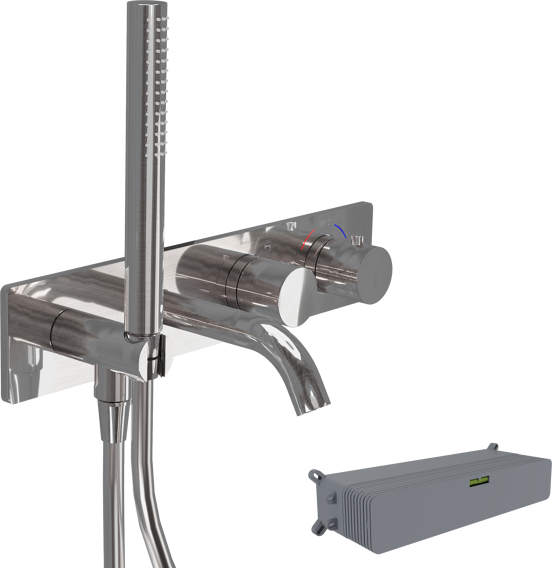 Blaufoss Round inbouw badkraan met handdouche thermostatisch chroom incl. inbouwelement