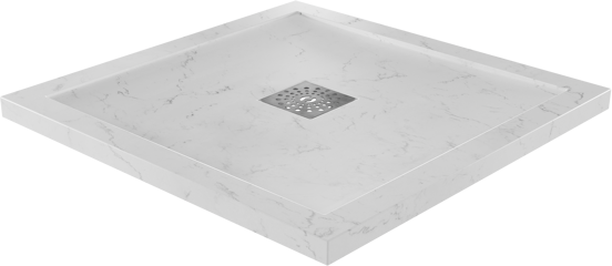 Linie Lido receveur de douche 80 x 80 cm marbre composite aspect marbre blanc texture ardoise