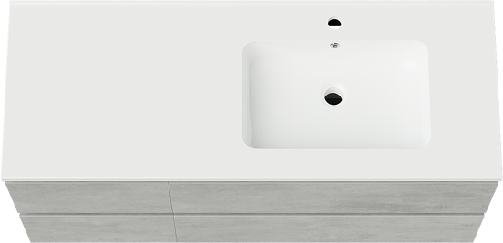 Linie Lado meuble salle de bains suspendu 120 x 46 cm béton gris foncé avec Vano vasque asymétrique droite en marbre composite blanc brillant