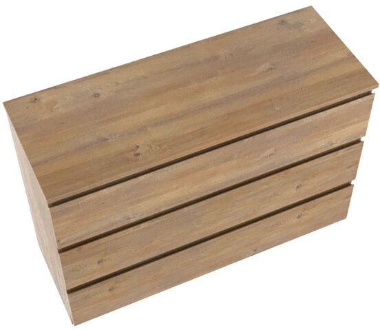 Linie Lado meuble salle de bains à poser 120 x 46 cm chêne naturel avec Lado tablette simple ou double en mélaminé chêne naturel