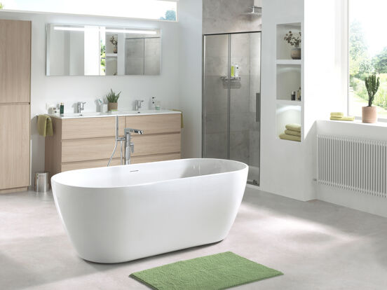 Luca Varess Vesta baignoire îlot ovale 178 x 78 cm acrylique blanc mat