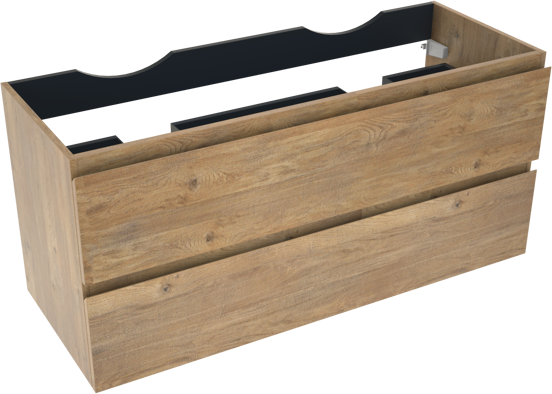 Linie Lado meuble sous-vasque suspendu 120 x 46 cm chêne naturel 2 tiroirs 2 découpés de siphon