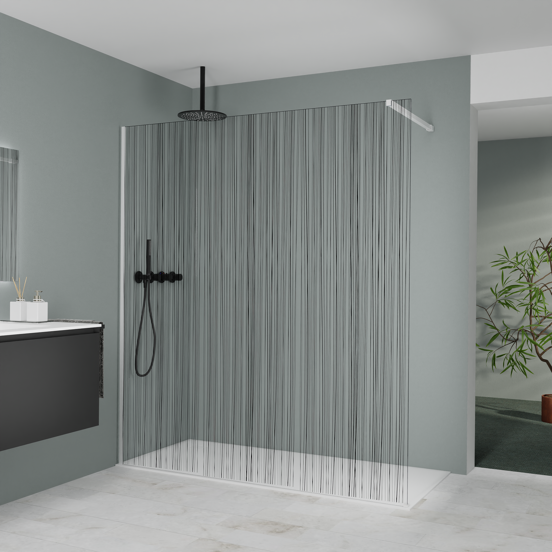 Balmani Modular Walk-In Dusche: 180 x 200 cm, Mikado, Profil Weiß matt