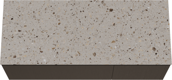 Balmani Fila meuble salle de bains suspendu 135 x 55 cm chêne noir avec Stretto tablette simple ou double en terrazzo greige terrazzo, Nervure droite symétrique verticale