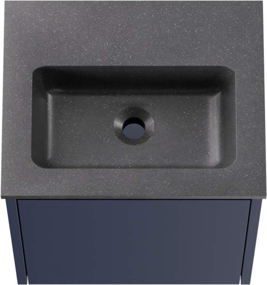 Storke Seda meuble salle de bains suspendu 45 x 35 cm bleu nuit avec Scuro plan simple en Quartz noir mat