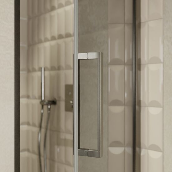 Balmani Senses Design porte pivotante à droite 90 cm x 210 cm verre Miroir Reflex, Profil Brushed GunMetal