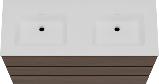 Storke Edge meuble salle de bains à poser 120 x 46 cm noyer avec Mata double vasque en solid surface blanc mat