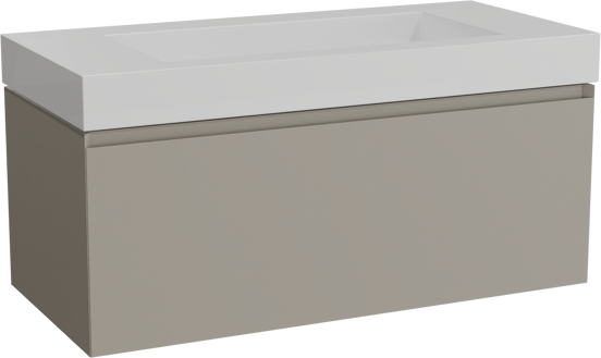 Balmani Idra meuble salle de bains suspendu 120 x 55 cm gris pierre avec Modus plan simple pour 2 trous de robinet en solid surface blanc mat