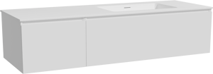 Storke Edge meuble salle de bains suspendu 150 x 52 cm blanc mat avec Mata plan vasque asymétrique à droite en solid surface blanc mat